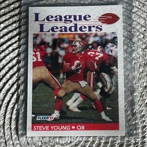 '92 League Leaders Football Card - Red and White